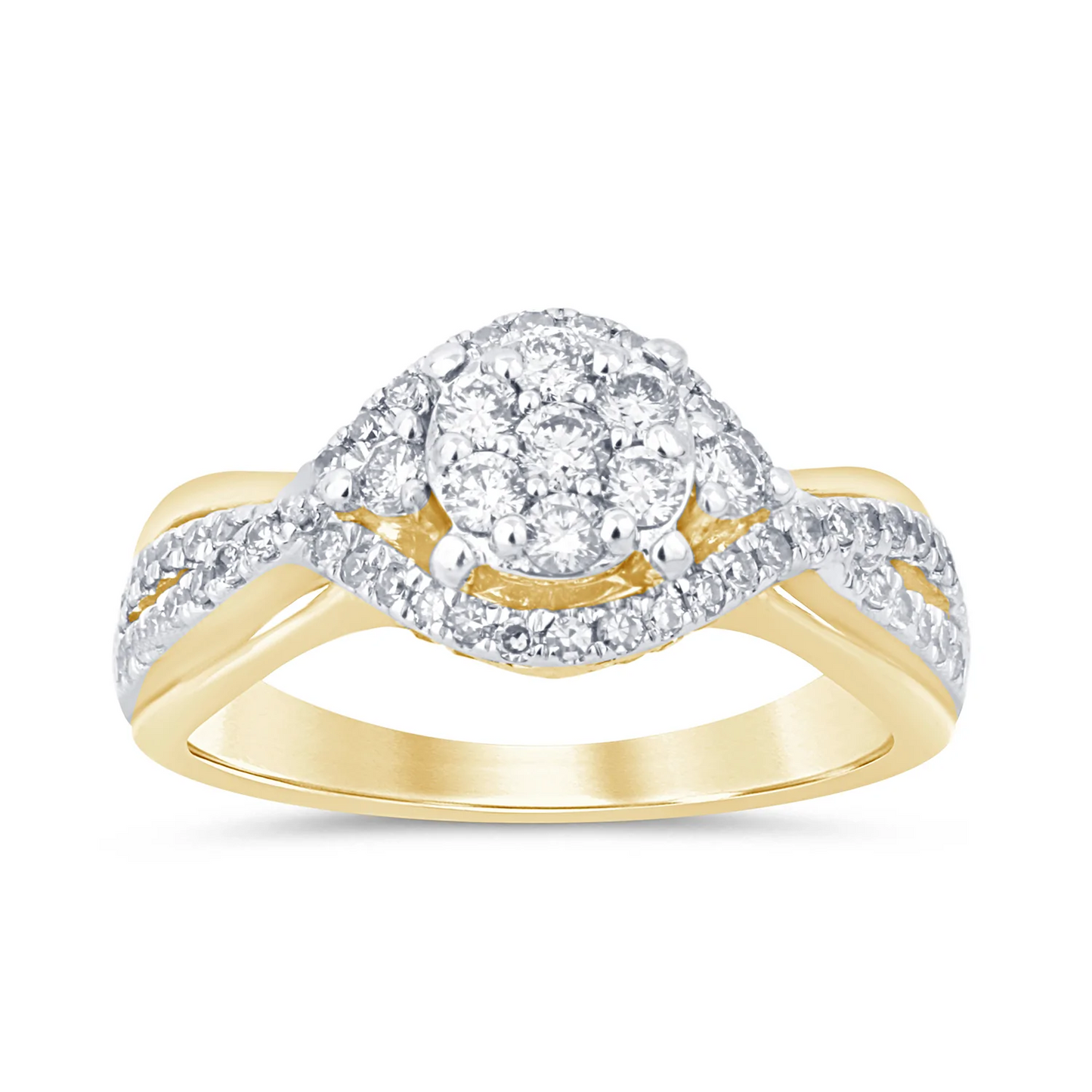 10K YELLOW GOLD .85 CARAT WOMEN REAL DIAMOND ENGAGEMENT RING WEDDING RING BRIDAL / SKU ENTQ1177G-YG