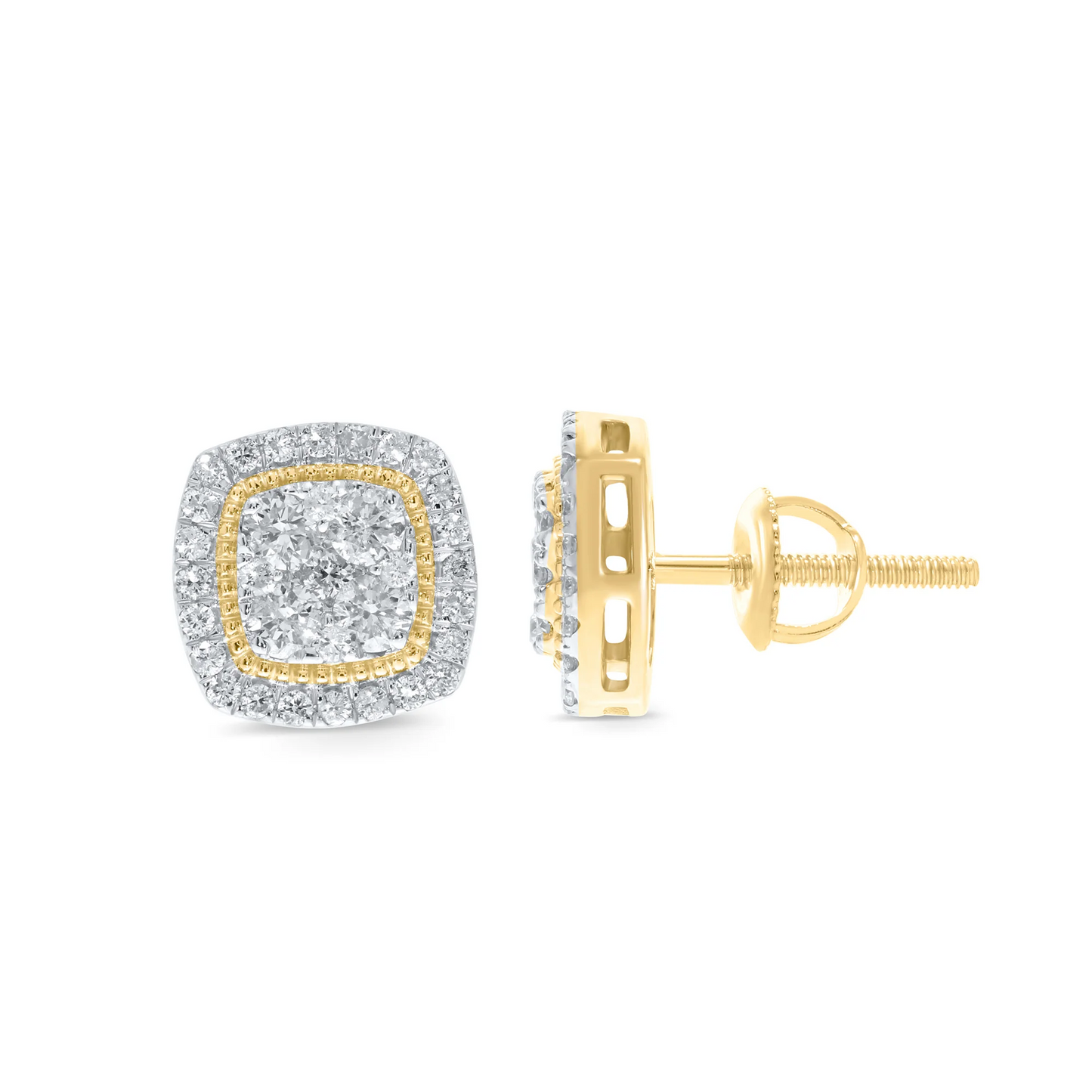 10K YELLOW GOLD .85 CARAT 100% GENUINE DIAMONDS MENS/WOMENS EARRING STUDS / SKU ER04287-YG