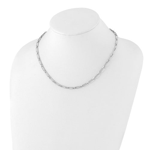 Leslie's 14K White Gold Polished Flat Oval Link Necklace
