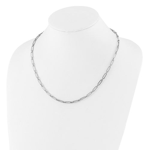 Leslie's 14K White Gold Polished Flat Oval Link Necklace