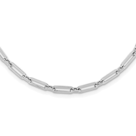 Leslie's 14K White Gold Polished Flat Oval Link Necklace