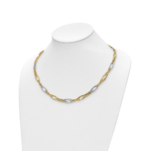 Leslie's 14k Rhodium Polished Fancy Link Necklace