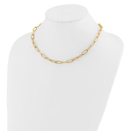 Leslie's 14k Polished Textured Oval Link Necklace