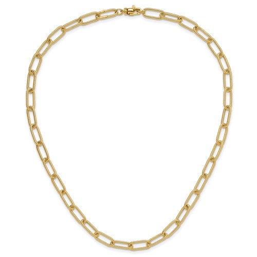 Leslie's 14k Polished Textured Oval Link Necklace
