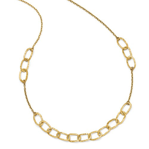 Leslie's 14k Polished and Diamond Cut Link Necklace