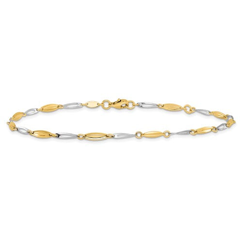 Leslie's 14K Two-tone Polished with 1in ext. Anklet