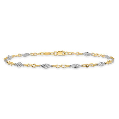 Leslie's 14K Two-tone Polished with 1in ext. Anklet