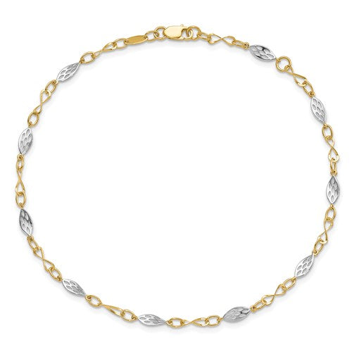 Leslie's 14K Two-tone Polished with 1in ext. Anklet