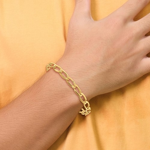 14K Hand Polished Fancy Open Link with Fancy Lobster Clasp Bracelet