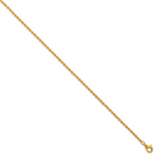 24k Polished 2.2mm Rope Chain Necklace