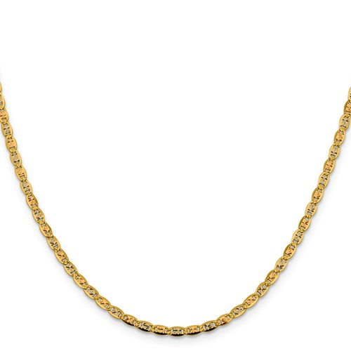 14K Tri-color Pavé Valentino with Lobster Clasp Chain
