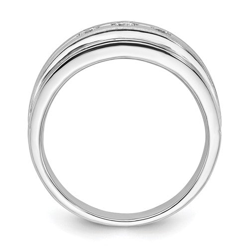 10K White Gold Polished and Brushed Diamond Men's Band
