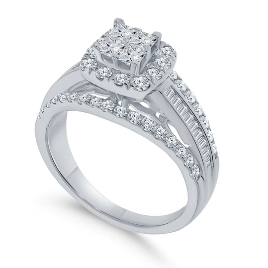 10K WHITE GOLD 1.50 CARAT PRINCESS DIAMOND ENGAGEMENT RING WEDDING RING BRIDAL