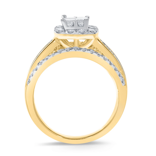 10K YELLOW GOLD 1.50 CARAT PRINCESS DIAMOND ENGAGEMENT RING WEDDING RING BRIDAL / SKU RG05595-YG