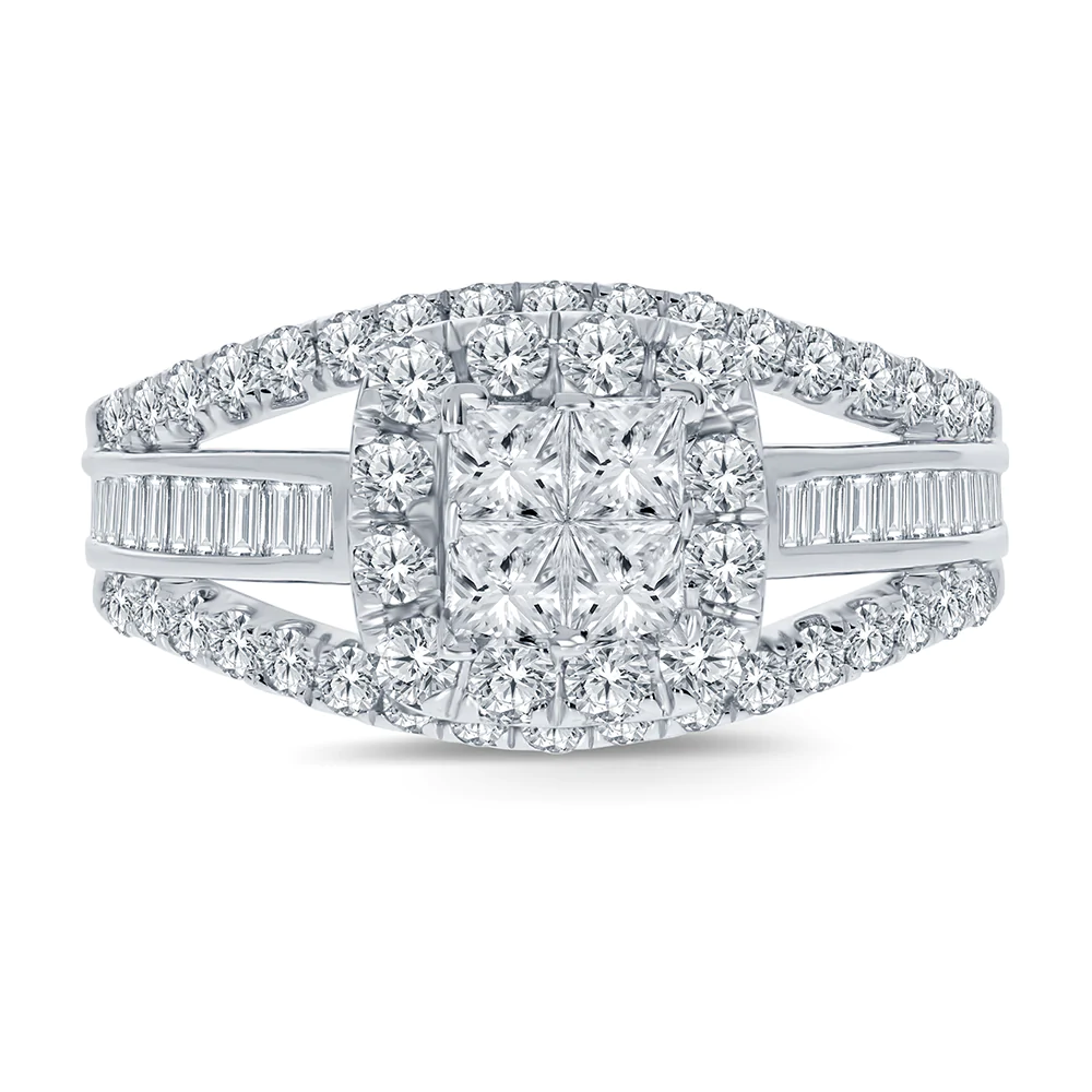 10K WHITE GOLD 1.50 CARAT PRINCESS DIAMOND ENGAGEMENT RING WEDDING RING BRIDAL