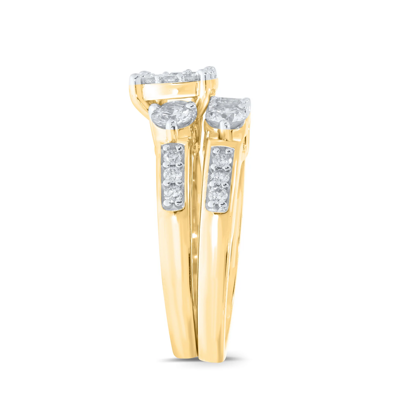 10K YELLOW GOLD 1.75 CT WOMEN REAL DIAMOND ENGAGEMENT RING WEDDING BAND RING SET