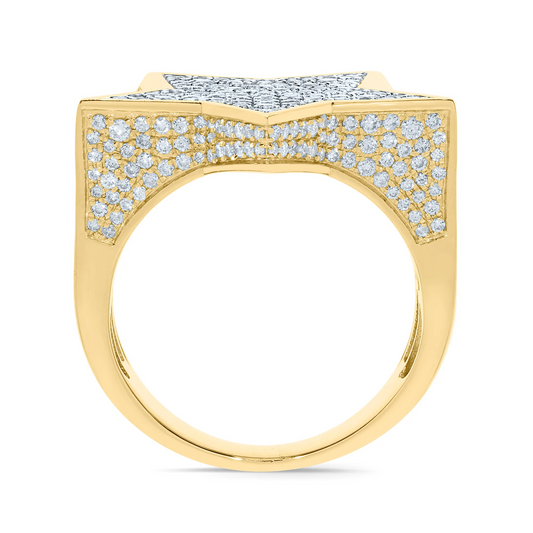 10K YELLOW GOLD 2.75 CARAT MENS REAL DIAMOND STAR ENGAGEMENT WEDDING PINKY RING BAND