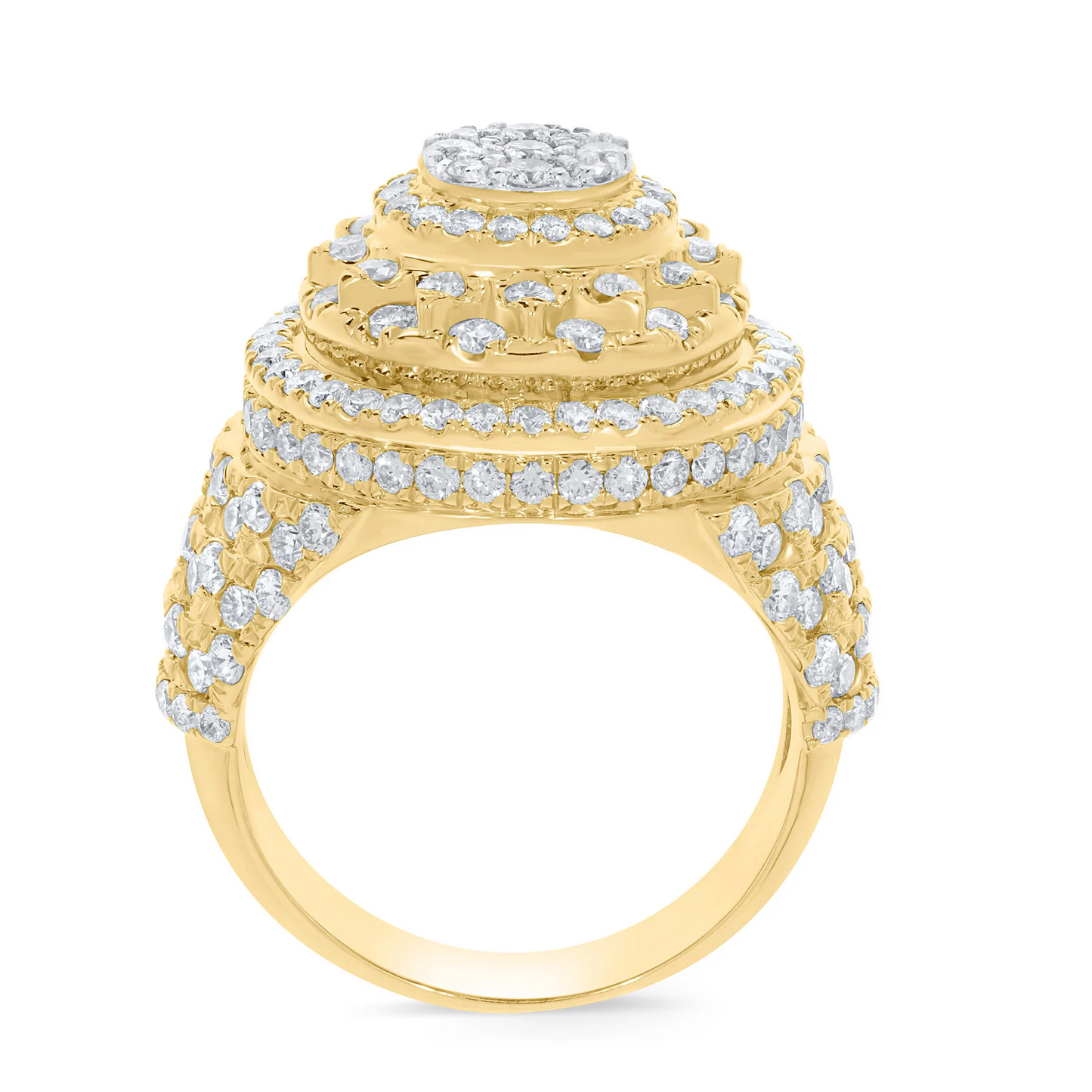 10K YELLOW GOLD 4 CARAT MENS REAL DIAMOND ENGAGEMENT WEDDING PINKY RING BAND