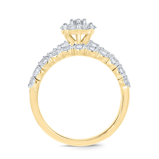10K YELLOW GOLD 1.75 CARAT WOMEN REAL DIAMOND ENGAGEMENT RING WEDDING BAND RING SET