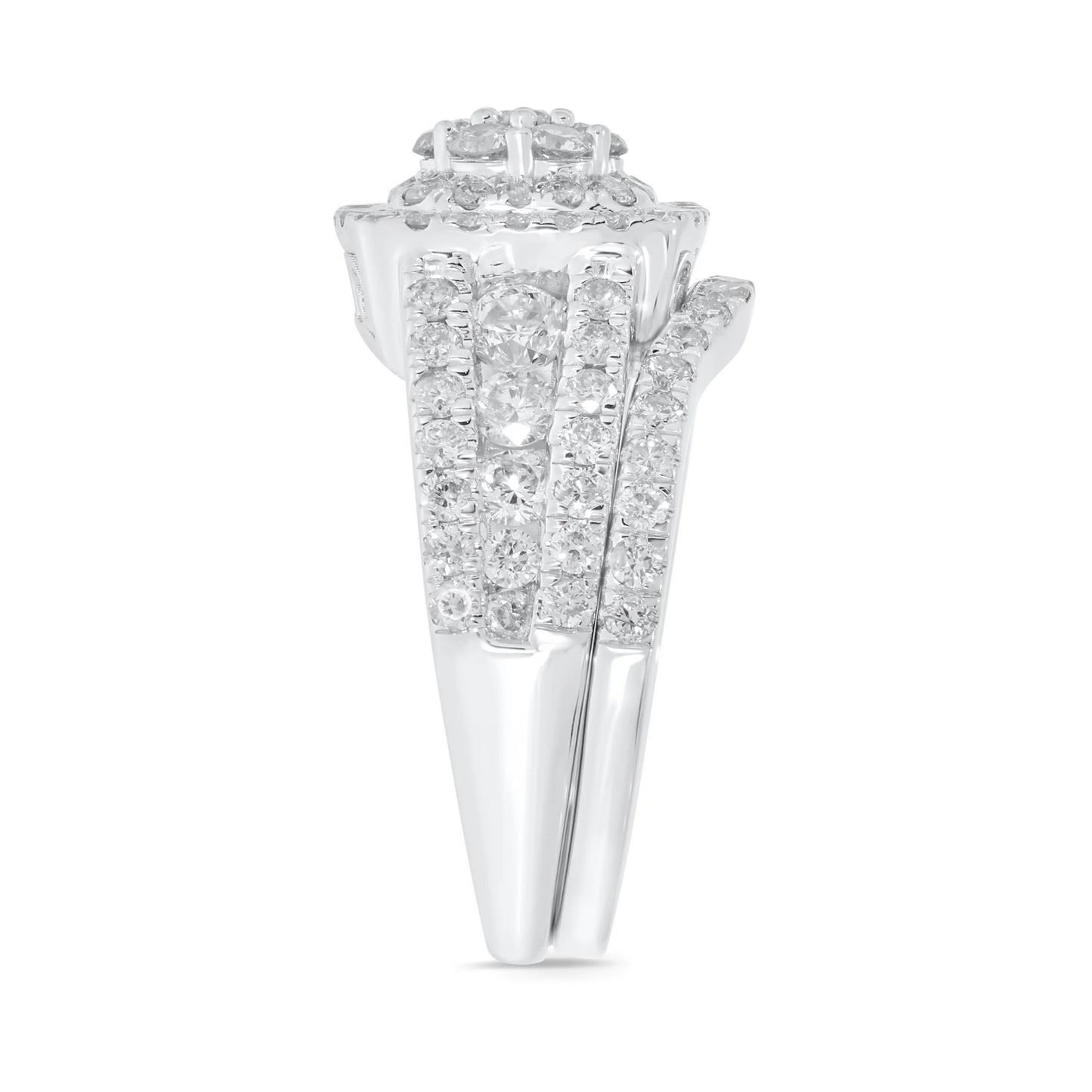 10K WHITE GOLD 2 CARAT WOMEN REAL DIAMOND ENGAGEMENT RING WEDDING BAND RING SET