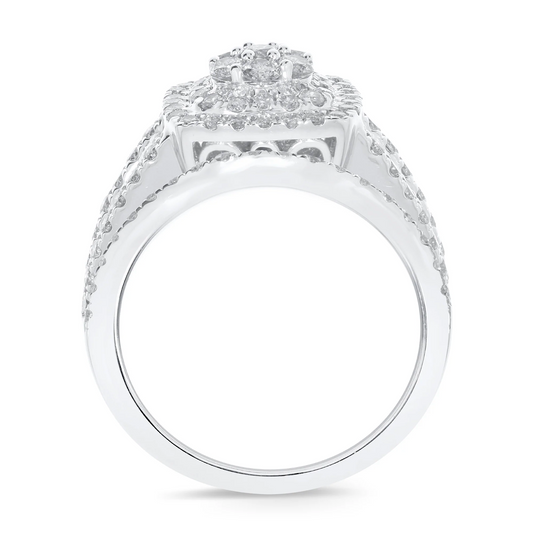 10K WHITE GOLD 2 CARAT WOMEN REAL DIAMOND ENGAGEMENT RING WEDDING BAND RING SET