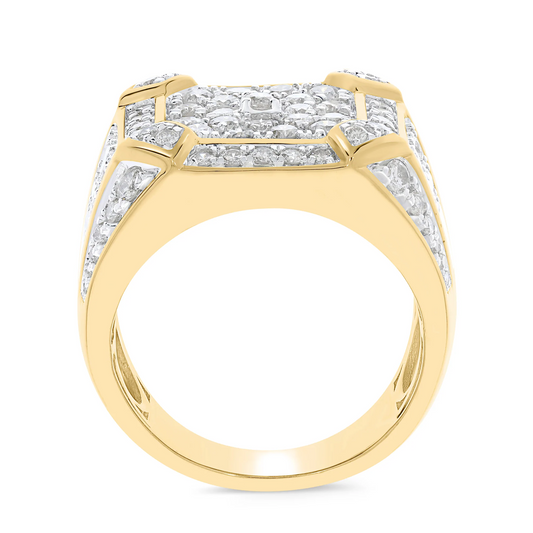 10K YELLOW GOLD 3 CARAT MENS REAL DIAMOND ENGAGEMENT WEDDING PINKY RING BAND