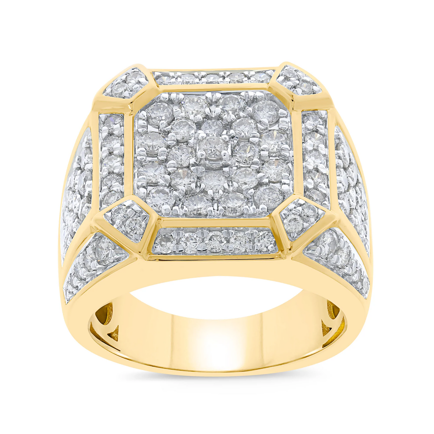 10K YELLOW GOLD 3 CARAT MENS REAL DIAMOND ENGAGEMENT WEDDING PINKY RING BAND
