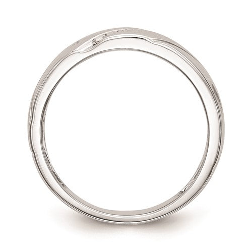 10K White Gold .03 carat Diamond Trio Men's Complete Wedding Band