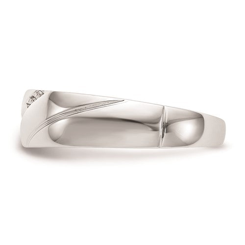 10K White Gold .03 carat Diamond Trio Men's Complete Wedding Band