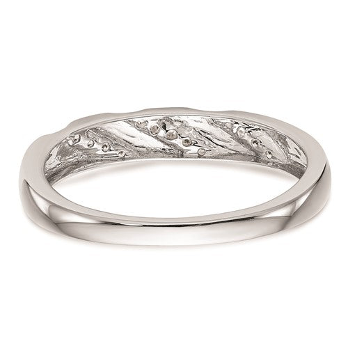10K White Gold .03 carat Diamond Trio Men's Complete Wedding Band