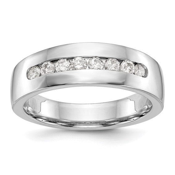 14K White Gold 8-Stone 1/2 carat Diamond Complete Men's Channel Band