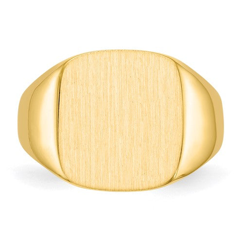 14k 15.0x13.5mm Closed Back Men's Signet Ring