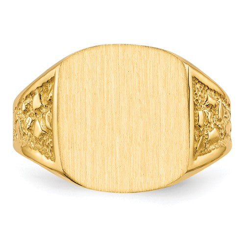 14k 14.0x12.5mm Closed Back Men's Signet Ring