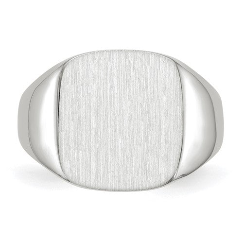 14k White Gold 12.5x13.5mm Closed Back Men's Signet Ring