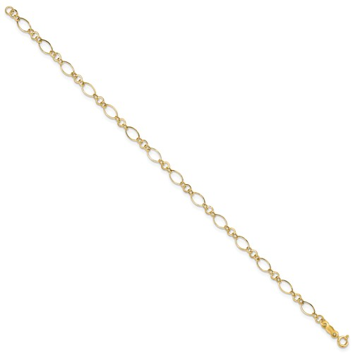 14k Yellow Gold 7.25in Polished Fancy Link Bracelet