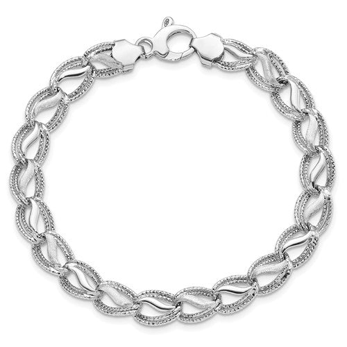 14K White Gold Diamond Cut Bracelet
