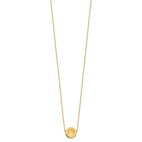 14k Brushed Polished and D/C Circle Necklace