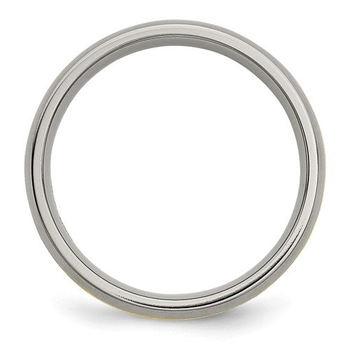 Chisel Titanium Brushed with 14k Gold Inlay 6mm Grooved Band