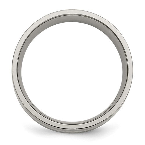 Chisel Titanium Polished with 14k Gold Inlay 8mm Flat Band