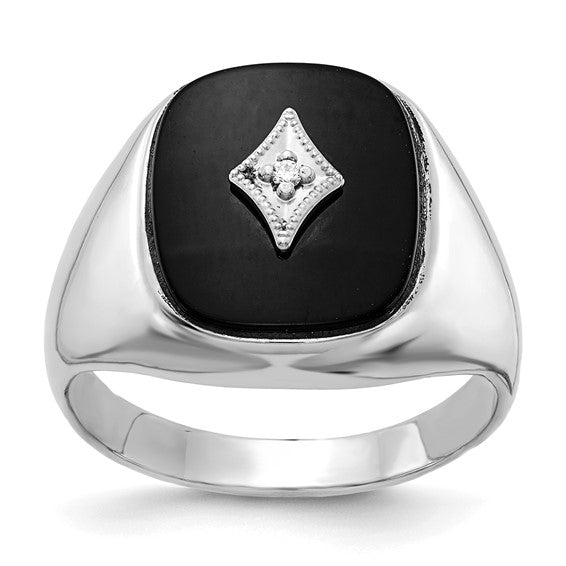 14k White Gold A Diamond men's ring