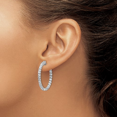 14kw AAA Diamond Hinged Hoop Earrings