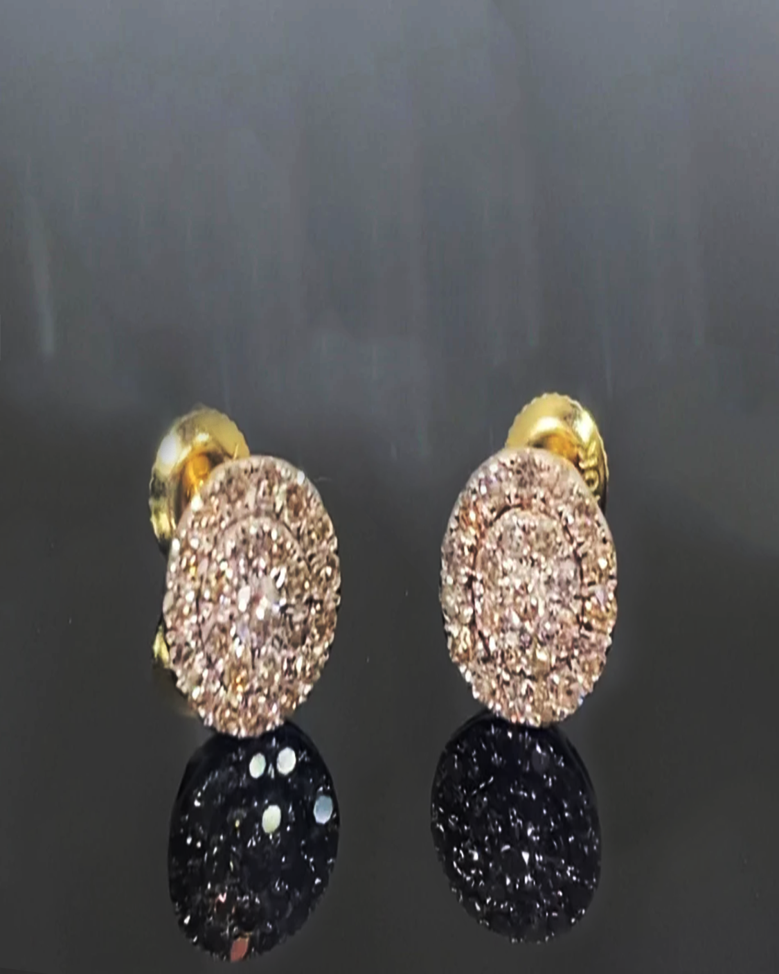 10K YELLOW GOLD .60 CARAT REAL DIAMOND 7MM EARRINGS & PENDANT NECKLACE SET WITH YELLOW GOLD CHAIN / SKU SET00022-YG