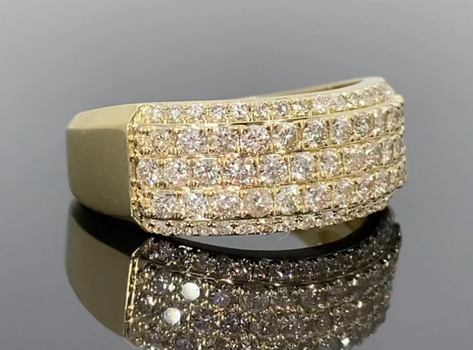 10K YELLOW GOLD 1.50 CARAT MENS REAL DIAMOND ENGAGEMENT WEDDING PINKY RING BAND