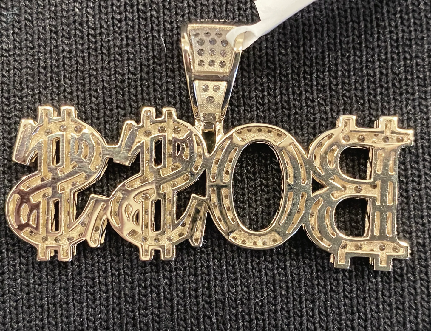 10K SOLID YELLOW GOLD 3 CARAT REAL DIAMOND 2 INCHES BOSS PENDANT CHARM