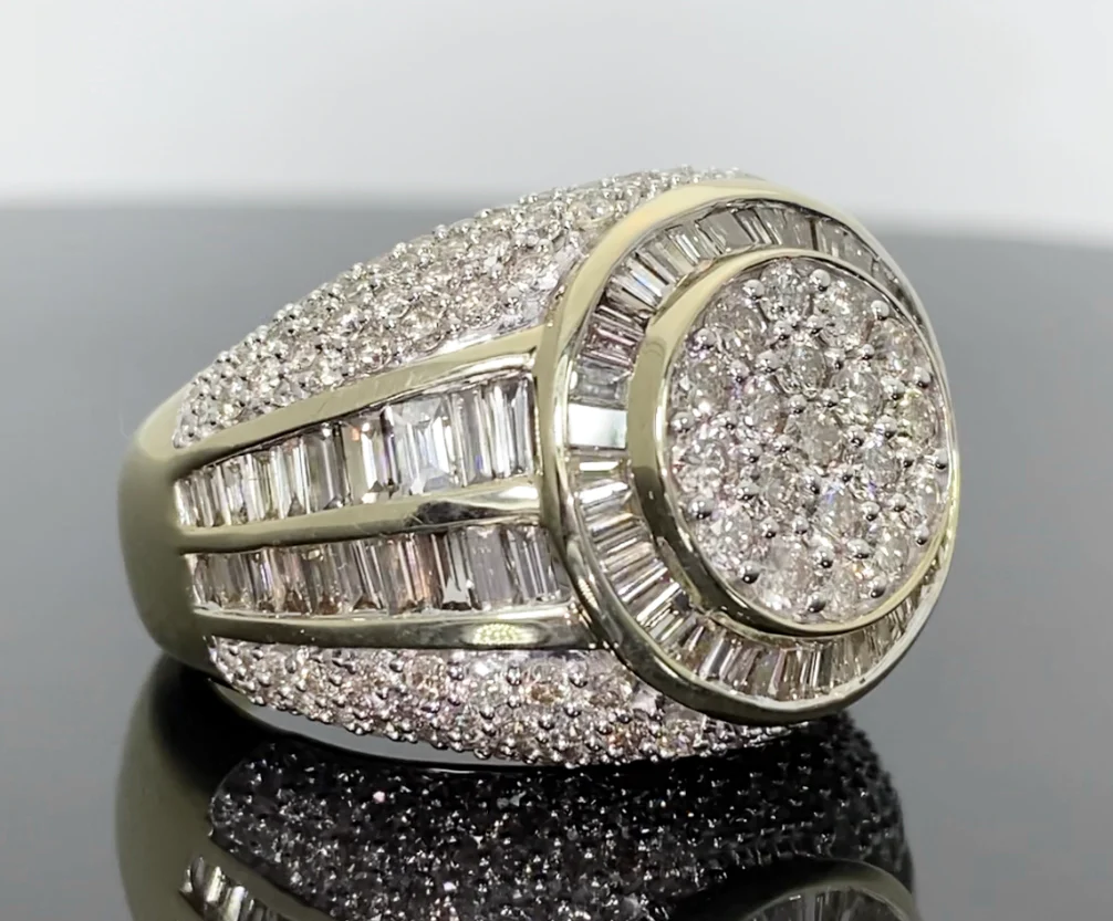 10K YELLOW GOLD 5 CARAT MENS REAL DIAMOND ENGAGEMENT WEDDING PINKY RING BAND