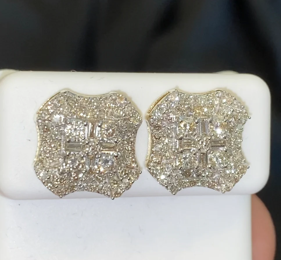 10K YELLOW GOLD 1.75 CARAT 12 MM 100% GENUINE DIAMONDS MENS/WOMENS EARRING STUDS