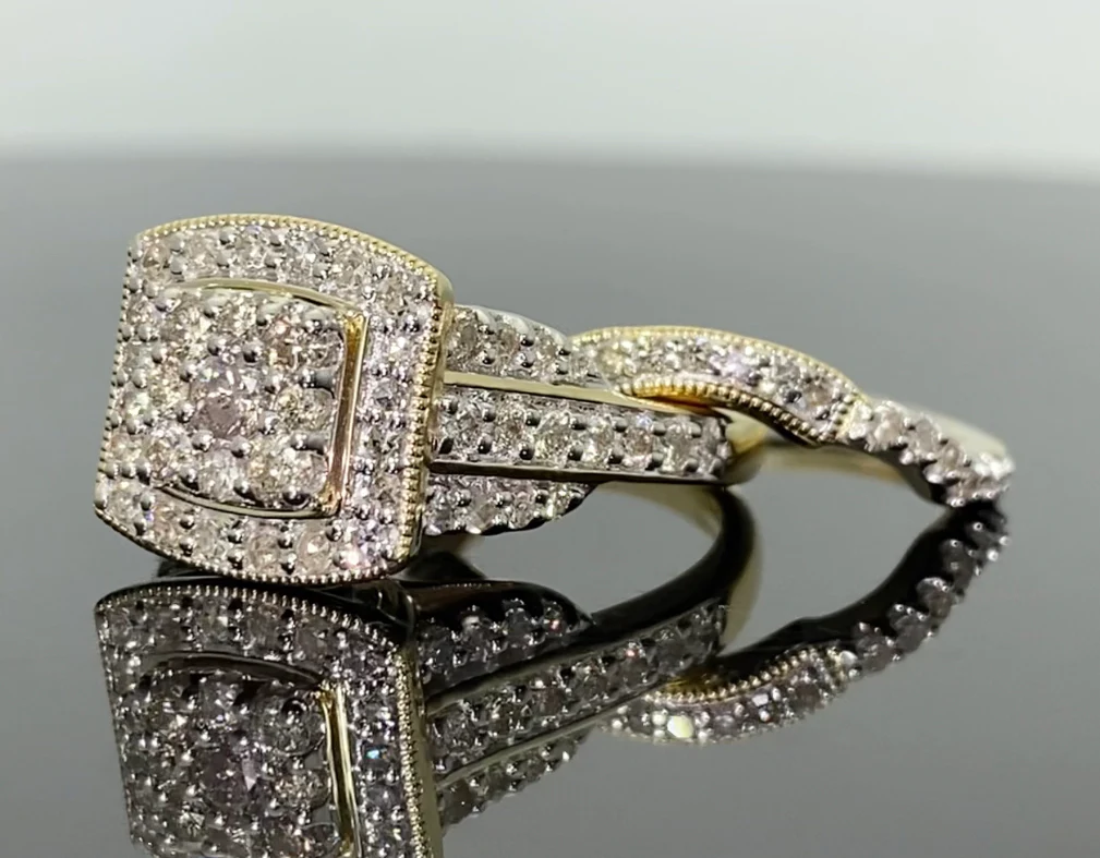 10K YELLOW GOLD 1.25 CARAT WOMEN REAL DIAMOND ENGAGEMENT RING WEDDING BAND BRIDAL SET / SKU BDOC4457GQ-YG