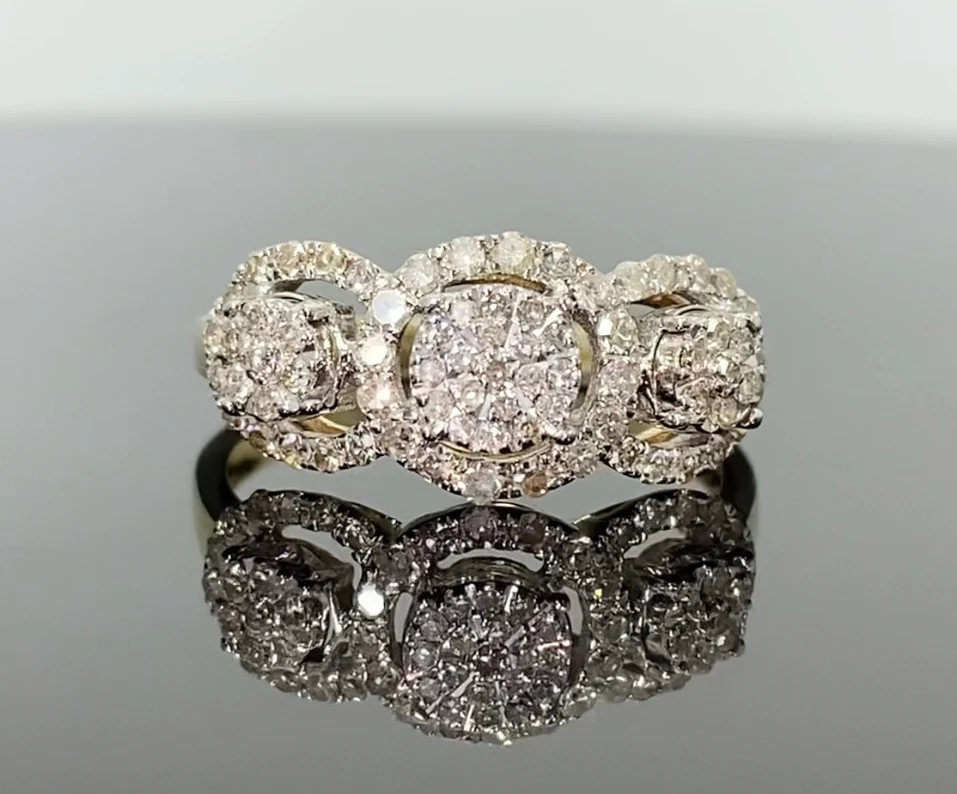 10K YELLOW GOLD .60 CARAT WOMEN REAL DIAMOND ENGAGEMENT RING WEDDING RING BRIDAL / SKU FROH7059-YG