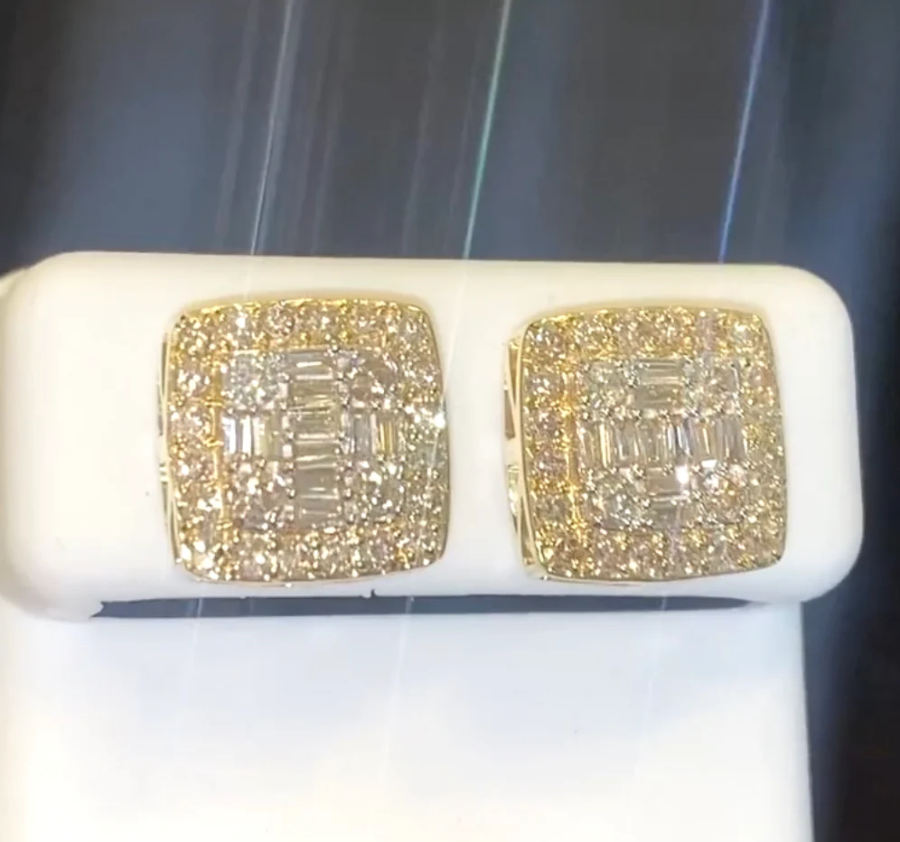 10K YELLOW GOLD 1.60 CARAT 12 MM 100% GENUINE DIAMONDS MENS/WOMENS EARRING STUDS