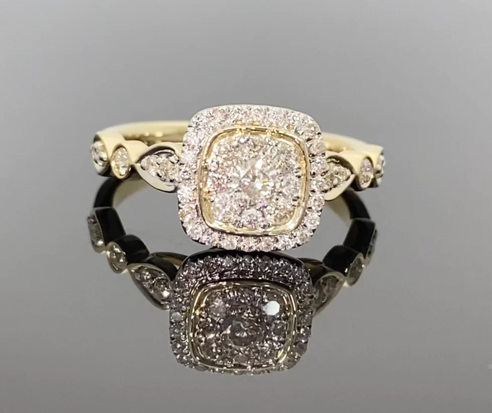 10K YELLOW GOLD .50 CARAT WOMEN REAL DIAMOND ENGAGEMENT RING WEDDING RING BRIDAL / SKU RG506690-YG